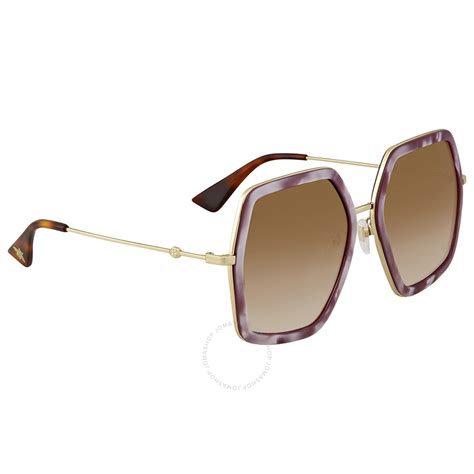 gucci 0106s|Gucci Brown Gradient Square Ladies Sunglasses GG 0106S 004 56.